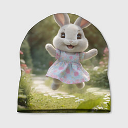 Шапка Забавный белый кролик в платье