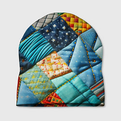 Шапка Лоскутное одеяло - пэчворк, цвет: 3D-принт