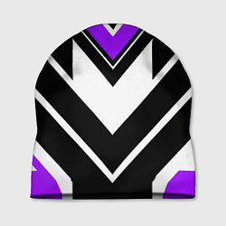 Шапка Фиолетово-белые полосы на чёрном фоне, цвет: 3D-принт