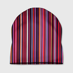 Шапка Красно-фиолетовый яркие полосы, цвет: 3D-принт