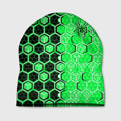 Шапка Техно-киберпанк шестиугольники зелёный и чёрный с, цвет: 3D-принт