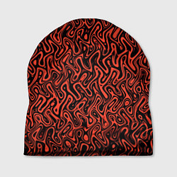 Шапка Чёрно-коралловый абстрактный узор, цвет: 3D-принт