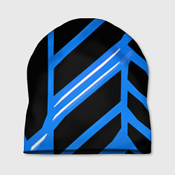 Шапка Black and white stripes on a blue background