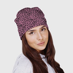 Шапка Шкура леопарда в черно розовую текстуру, цвет: 3D-принт — фото 2