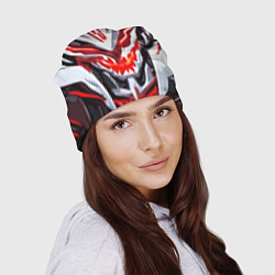 Шапка Абстрактный красный кибер демон, цвет: 3D-принт — фото 2