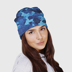 Шапка Синий камуфляж, цвет: 3D-принт — фото 2