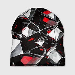 Шапка Красно-белый паттерн на чёрном фоне, цвет: 3D-принт
