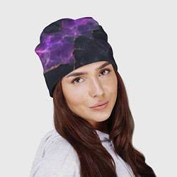 Шапка Фиолетовый разлом с молниями, цвет: 3D-принт — фото 2