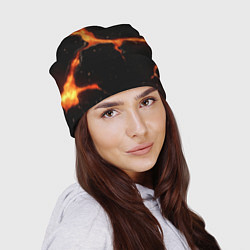 Шапка Оранжевый разлом на черной текстуре, цвет: 3D-принт — фото 2