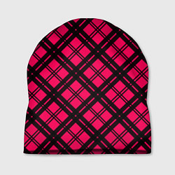 Шапка Чёрно-розовый крупная клетка, цвет: 3D-принт