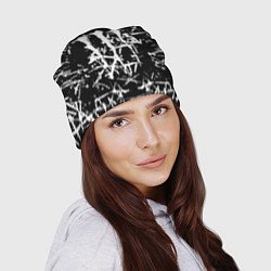 Шапка Monster energy белые штрихи краско, цвет: 3D-принт — фото 2