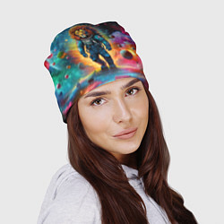 Шапка Лев бравый космонавт - неоновый космос, цвет: 3D-принт — фото 2