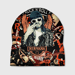 Шапка Nirvana Kurt Cobain на фоне гитар