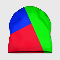 Шапка Зелёно-сине-красный трёхцветный, цвет: 3D-принт