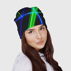 Шапка Color blue black green, цвет: 3D-принт — фото 2