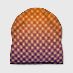 Шапка Градиент оранжевый в фиолетовый мелкий ромбик, цвет: 3D-принт