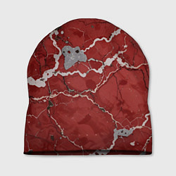 Шапка Красно-серый мрамор, цвет: 3D-принт