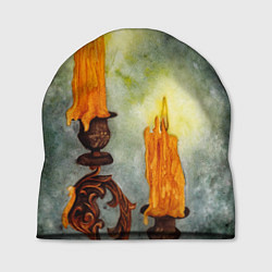 Шапка Две горящие свечи в темноте, цвет: 3D-принт