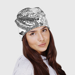 Шапка Татуировка дракона на белом, цвет: 3D-принт — фото 2