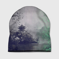 Шапка Рыбацкий домик на берегу озера, цвет: 3D-принт
