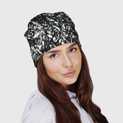 Шапка Искажённый пёстрый чёрно-белый, цвет: 3D-принт — фото 2