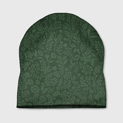 Шапка Благородный тёмно-зелёный цветочный однотонный