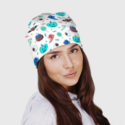 Шапка Halloween light blue pumpkin, цвет: 3D-принт — фото 2