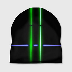 Шапка Neon black light blue green line, цвет: 3D-принт
