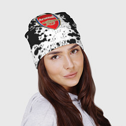Шапка Арсенал черно белые краски, цвет: 3D-принт — фото 2