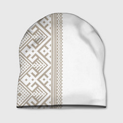Шапка Узоры славянские в бежевом цвете, цвет: 3D-принт
