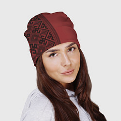 Шапка Узоры славянские в красном цвете, цвет: 3D-принт — фото 2