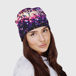 Шапка Абстракция фиолетовые пайетки имитация, цвет: 3D-принт — фото 2