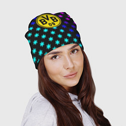 Шапка Borussia неоновые снежинки, цвет: 3D-принт — фото 2