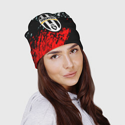Шапка Juventus краски штрихи текстура, цвет: 3D-принт — фото 2