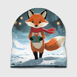 Шапка Лисичка с подарком зимой, цвет: 3D-принт