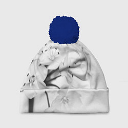 Шапка с помпоном Белая сакура, цвет: 3D-тёмно-синий