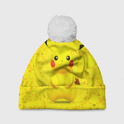 Шапка с помпоном Pikachu, цвет: 3D-белый