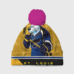 Шапка с помпоном St. Louis Blues, цвет: 3D-малиновый