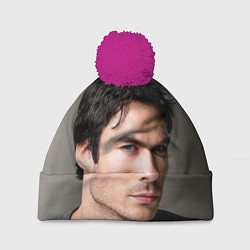 Шапка с помпоном Ian Somerhalder, цвет: 3D-малиновый