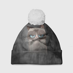 Шапка с помпоном Grumpy Cat, цвет: 3D-белый