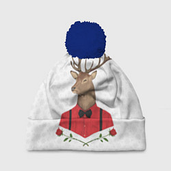 Шапка с помпоном Christmas Deer, цвет: 3D-тёмно-синий