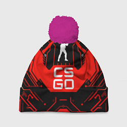 Шапка с помпоном CS:GO Techno Style, цвет: 3D-малиновый