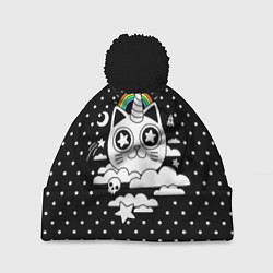 Шапка c помпоном Магический котик