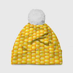 Шапка с помпоном Сладкая вареная кукуруза, цвет: 3D-белый