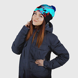 Шапка с помпоном Краски лета, цвет: 3D-тёмно-синий — фото 2