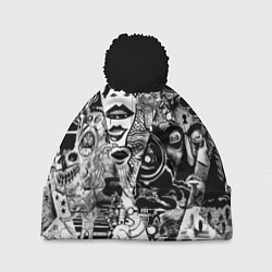 Шапка с помпоном Стикербомбинг, цвет: 3D-черный