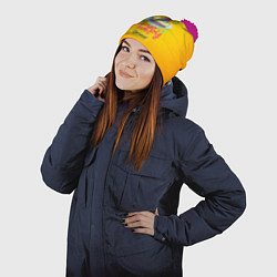 Шапка с помпоном Happy Birthday, цвет: 3D-малиновый — фото 2