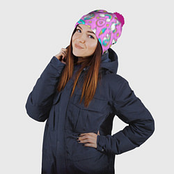 Шапка с помпоном Сказочные единороги, цвет: 3D-малиновый — фото 2