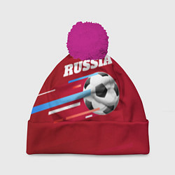 Шапка с помпоном Russia Football, цвет: 3D-малиновый