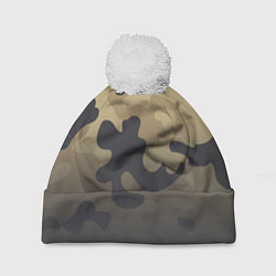 Шапка с помпоном Camouflage Khaki, цвет: 3D-белый
